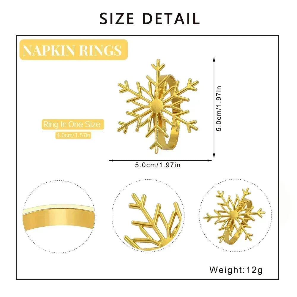 Porta-Guardanapo Floco de Neve Dourado – Kit 6 Unidades