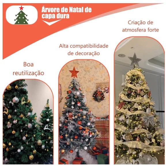 Árvore de Natal Pinheiro Verde 1,50 m com Galhos Densos e Base de Metal