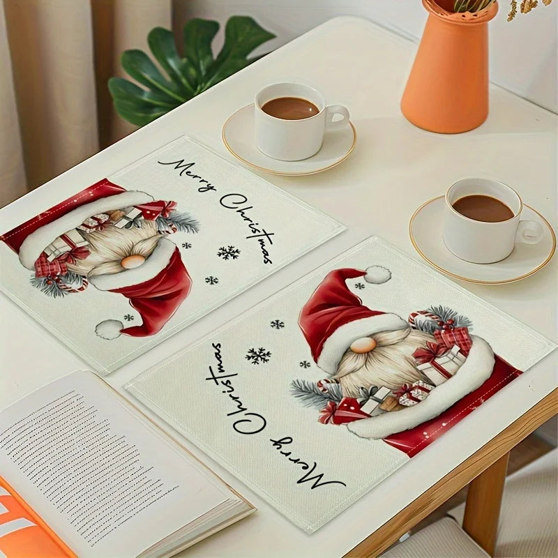 Jogo Americano de Natal Gnomos 30 x 40 cm – Kit 4 Unidades