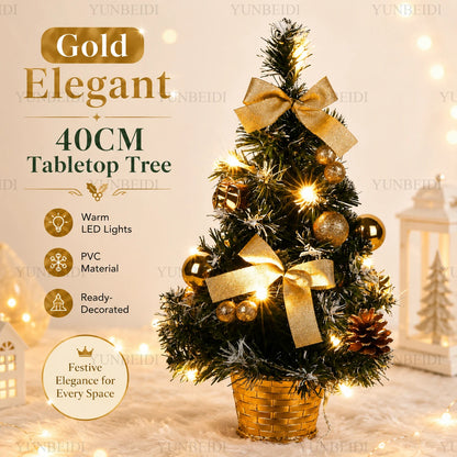 Árvore de Natal de Mesa 40 cm com Luzes LED e Enfeites Vermelhos