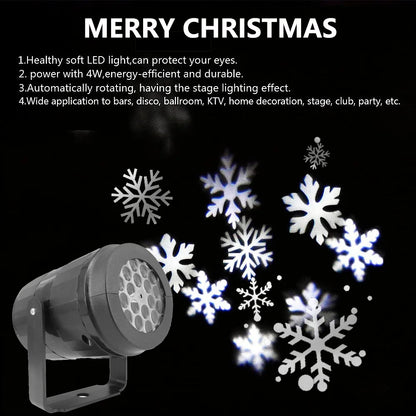 Projetor de Flocos de Neve LED USB para Decoração de Natal