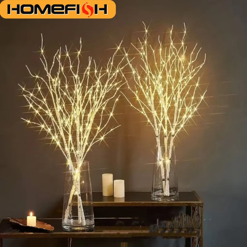 Galho de Bétula com Luz LED Decorativo – Branco Quente