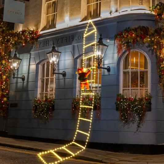 Papai Noel Escalador com Escada e Luzes LED 3 m – Branco Quente