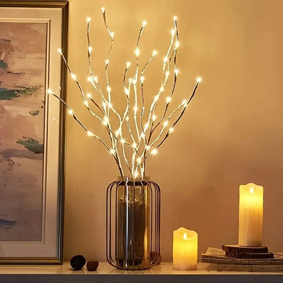 Galho de Bétula com Luz LED Decorativo – Branco Quente