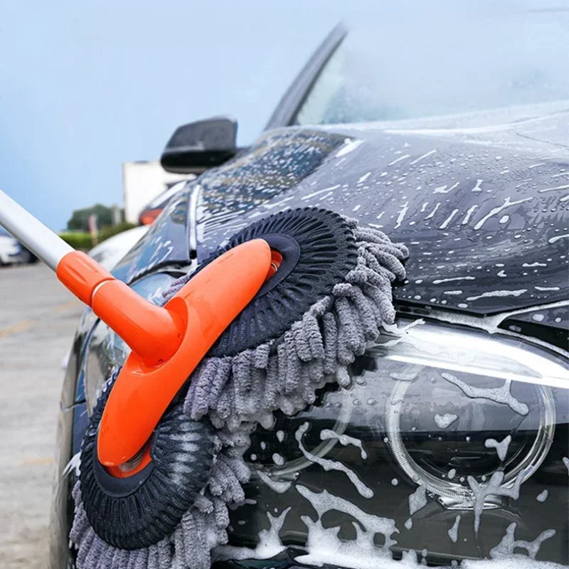 Escova Giratória Dupla para Lavar Carro com Cabo Telescópico – Fortlar Clean