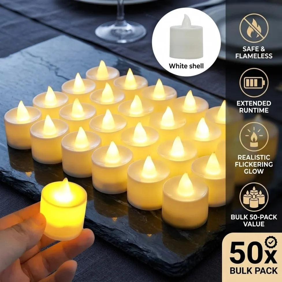 Velas LED Sem Chama Luz Quente – Kit 24 Unidades