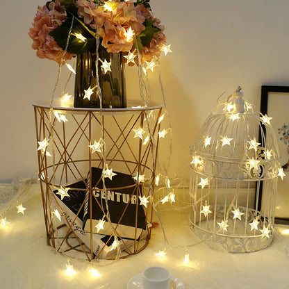 Cordão de Luzes Estrelas LED 10 m com 80 LEDs USB – Branco Quente