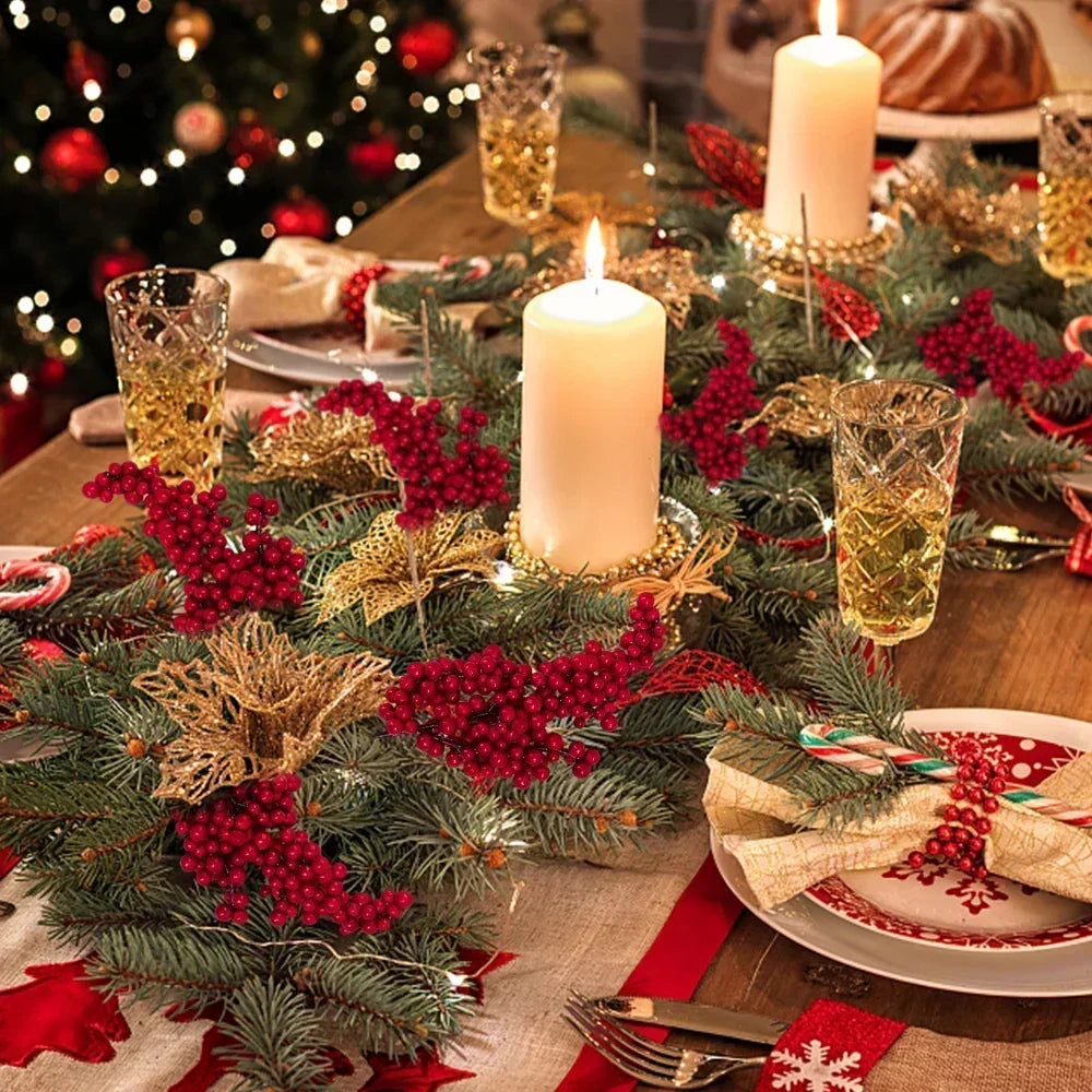 Galhos de Frutinhas Vermelhas para Natal – Kit 10 Unidades
