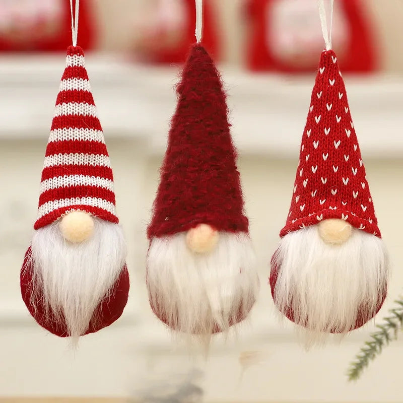 Kit 3 Gnomos de Natal Decorativos Vermelhos