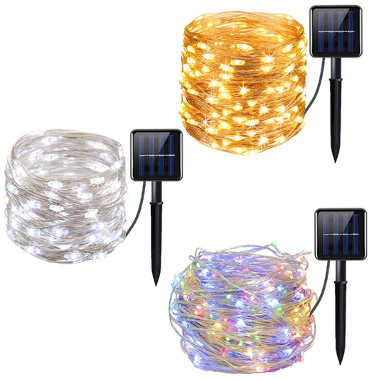 Pisca-Pisca Solar 22 m com 200 LEDs à Prova d’Água – Branco Quente
