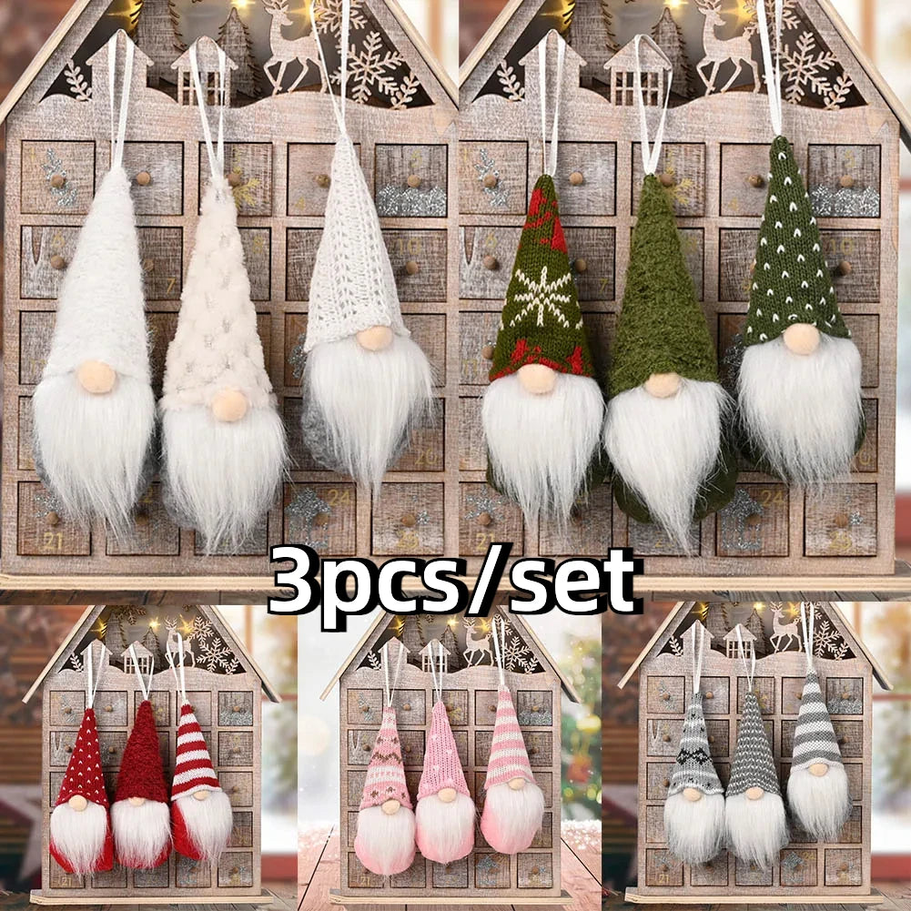 Kit 3 Gnomos de Natal Decorativos Vermelhos