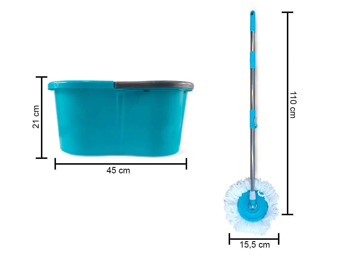 Mop Giratório 360° com Balde Centrífuga e Cabo Inox – Fortlar Clean