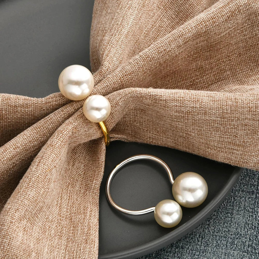 Porta-Guardanapo com Pérolas Dourado – Kit 6 Unidades