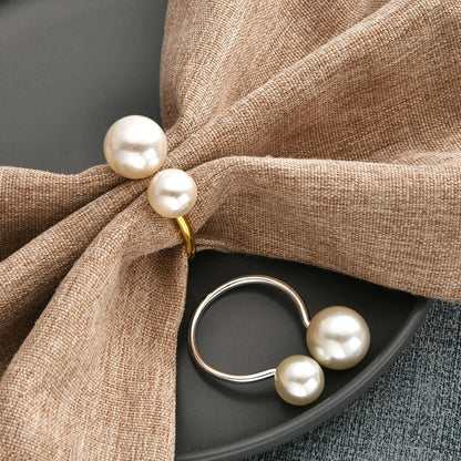 Porta-Guardanapo com Pérolas Dourado – Kit 6 Unidades