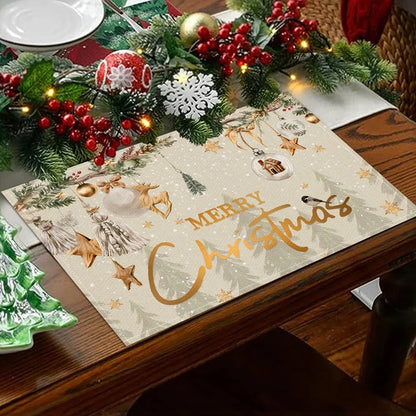 Jogo Americano de Natal Estampa Árvores – Kit 4 Unidades