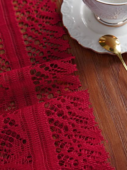 Caminho de Mesa de Renda Vermelho 33 x 183 cm