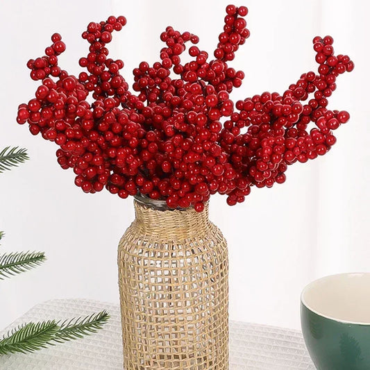 Galhos de Frutinhas Vermelhas para Natal – Kit 10 Unidades