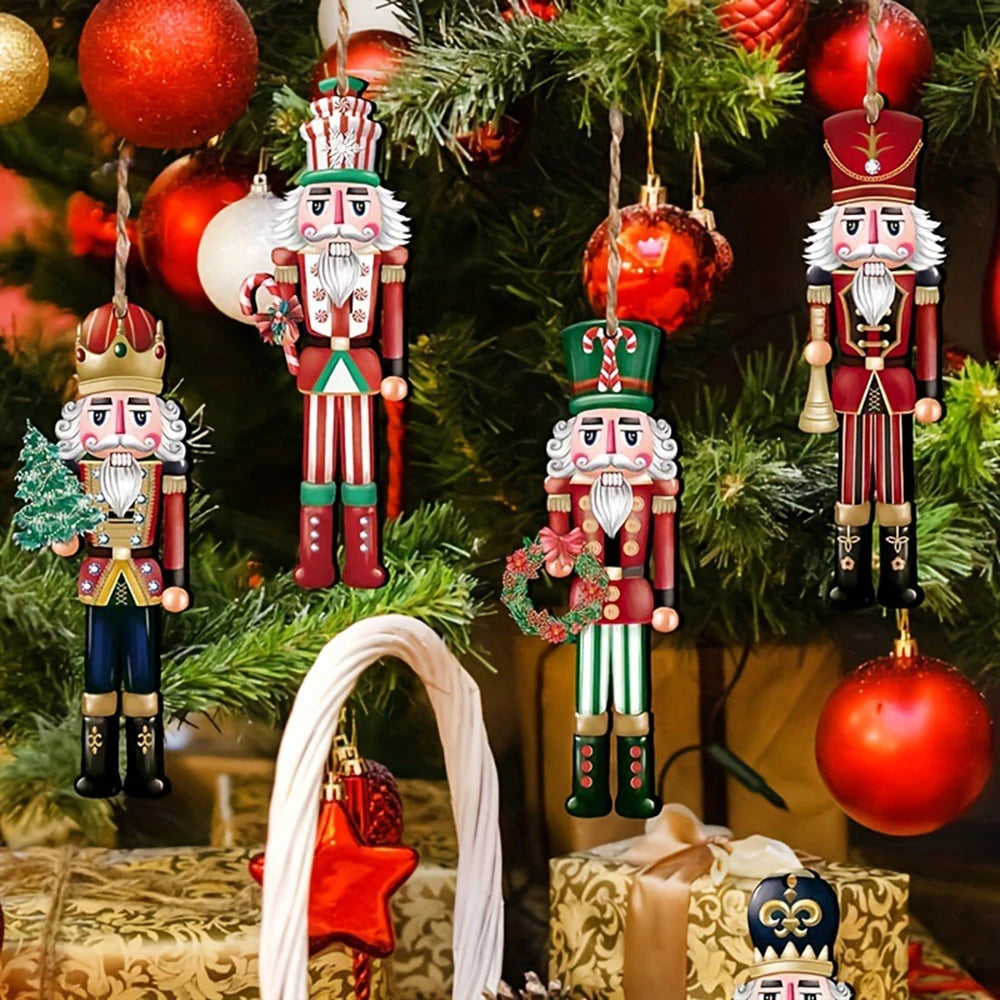 Kit 12 Enfeites Quebra-Nozes de Madeira para Árvore de Natal