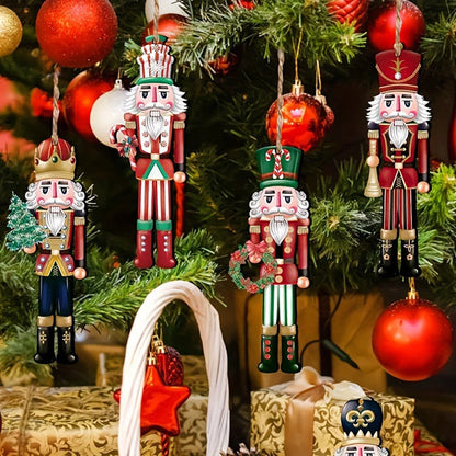 Kit 12 Enfeites Quebra-Nozes de Madeira para Árvore de Natal