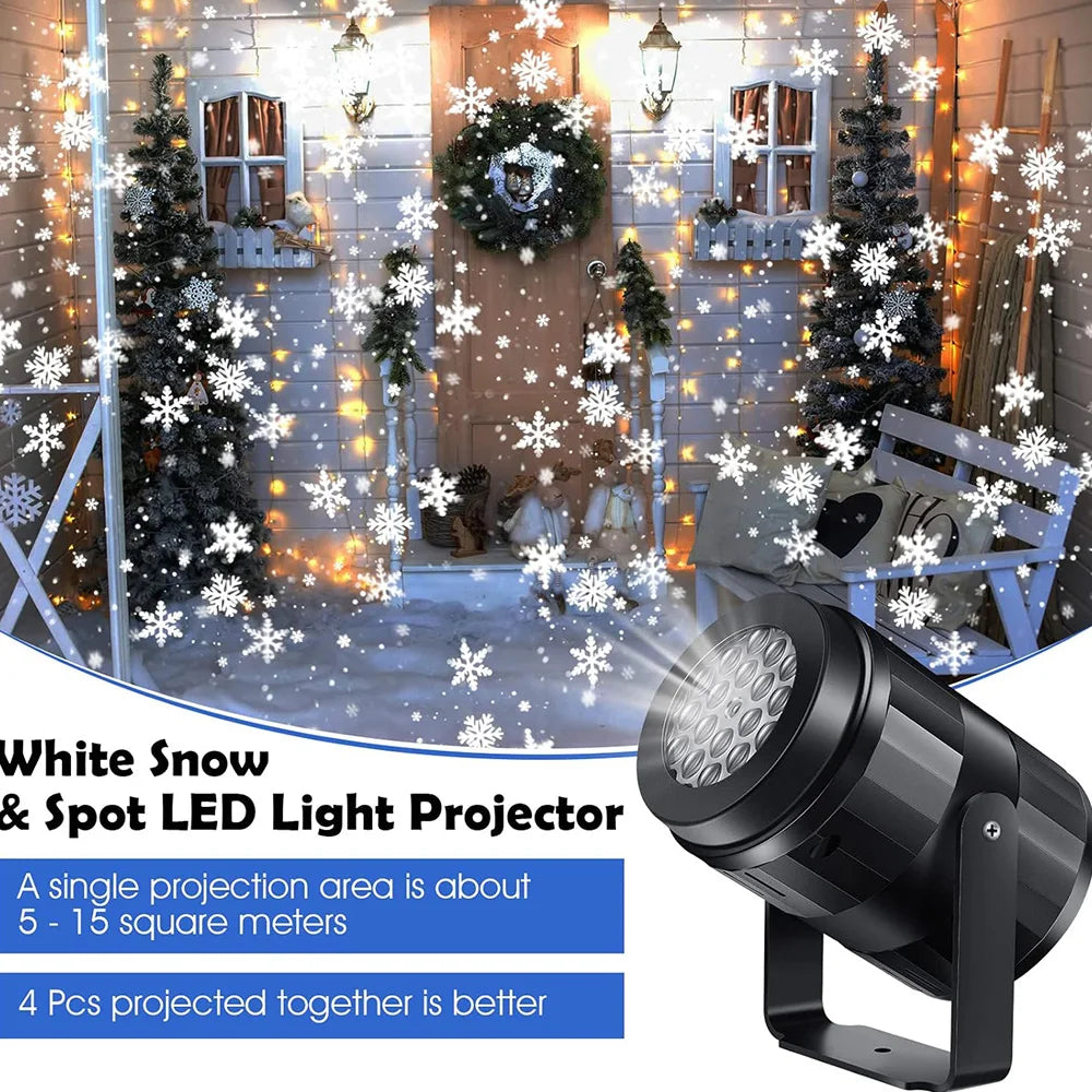 Projetor de Flocos de Neve LED USB para Decoração de Natal