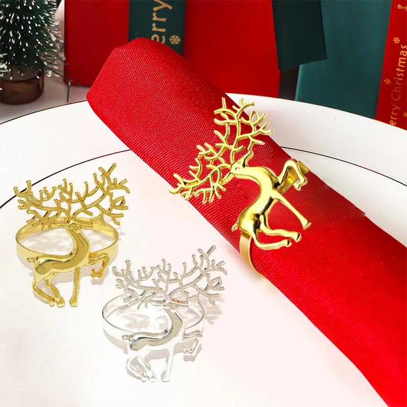 Porta-Guardanapo de Natal Rena Dourada – Kit 6 Unidades