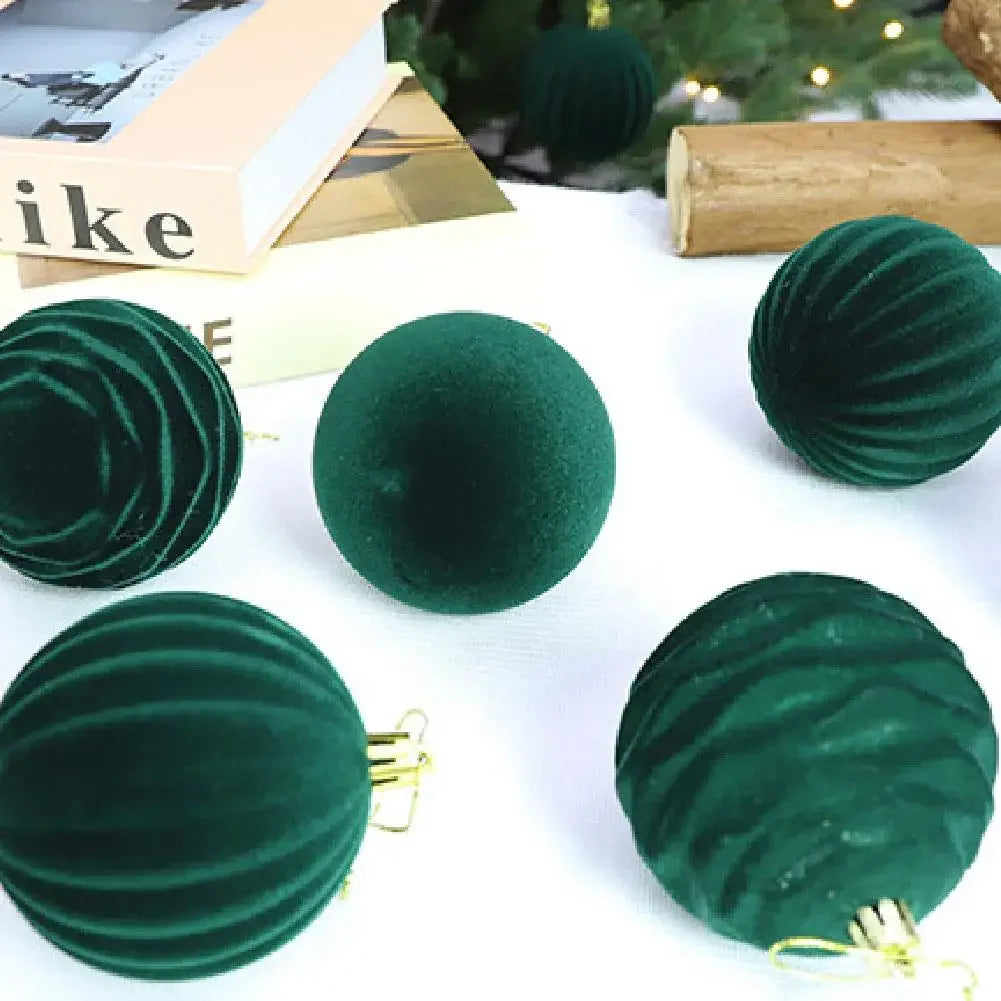 Kit 12 Bolas de Natal de Veludo Vermelho 6 cm