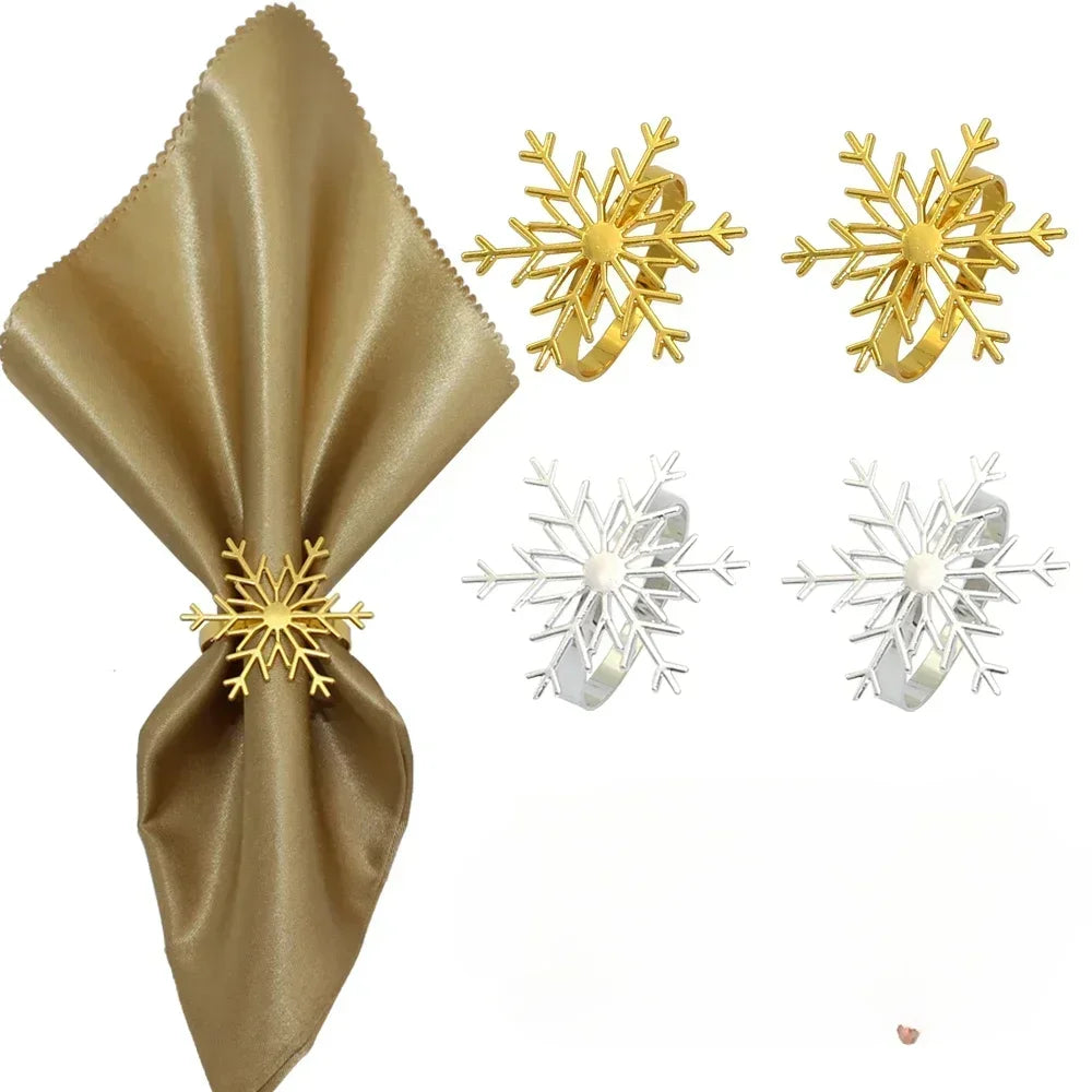 Porta-Guardanapo Floco de Neve Dourado – Kit 6 Unidades
