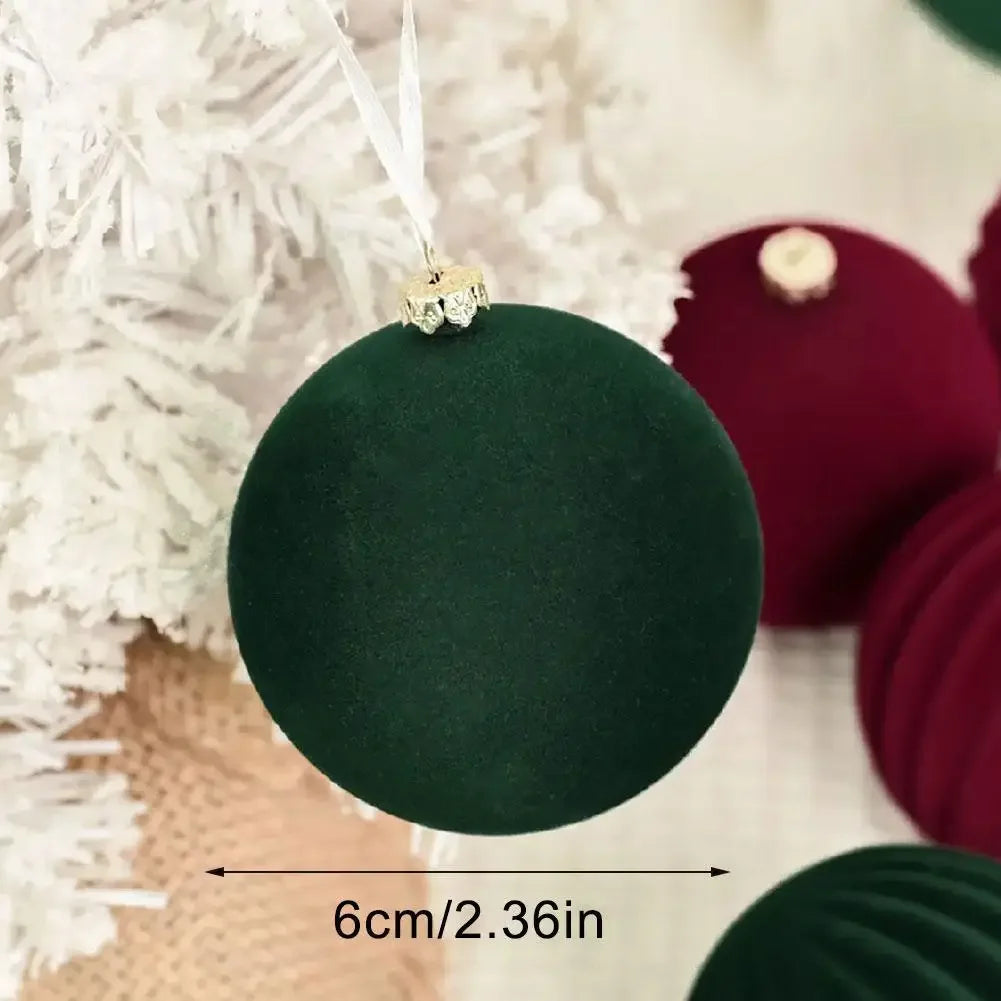 Kit 12 Bolas de Natal de Veludo Vermelho 6 cm