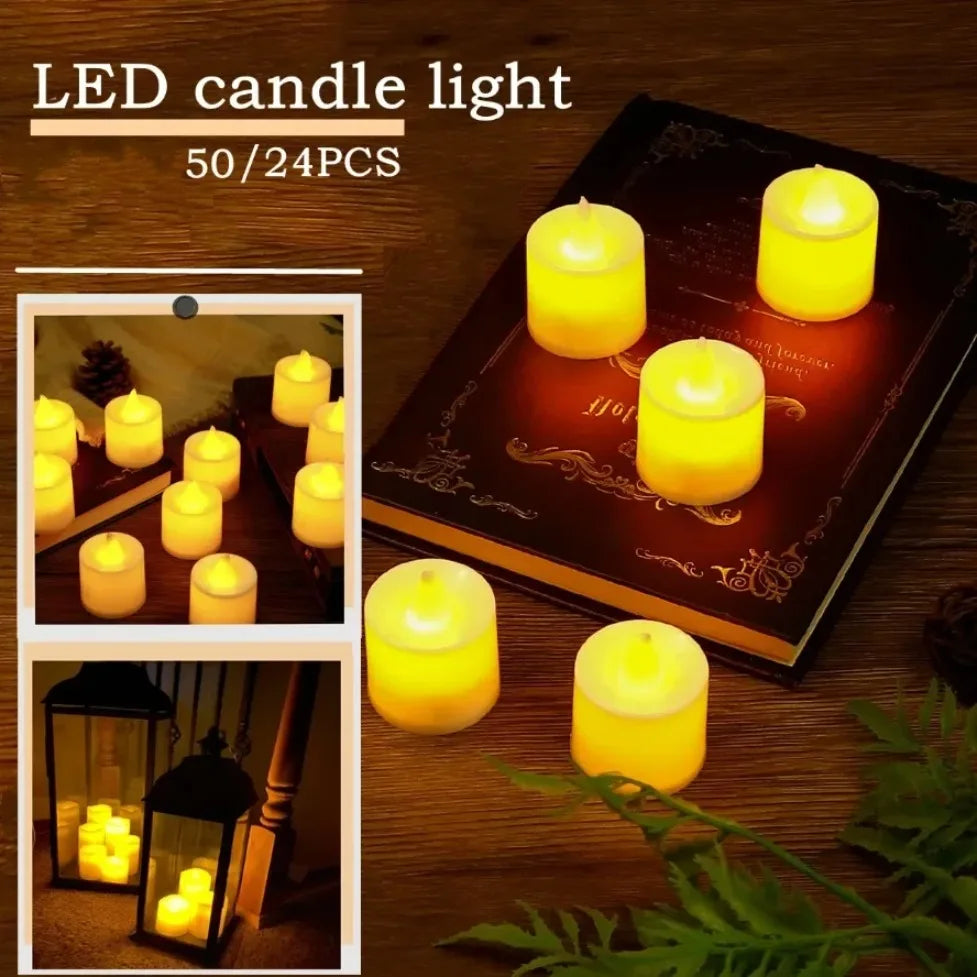 Velas LED Sem Chama Luz Quente – Kit 24 Unidades