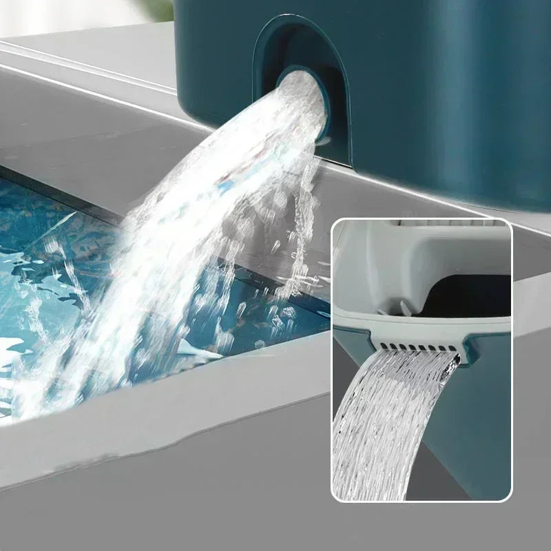 Flat Mop Lava e Seca com Balde e 2 Refis de Microfibra – Fortlar Clean