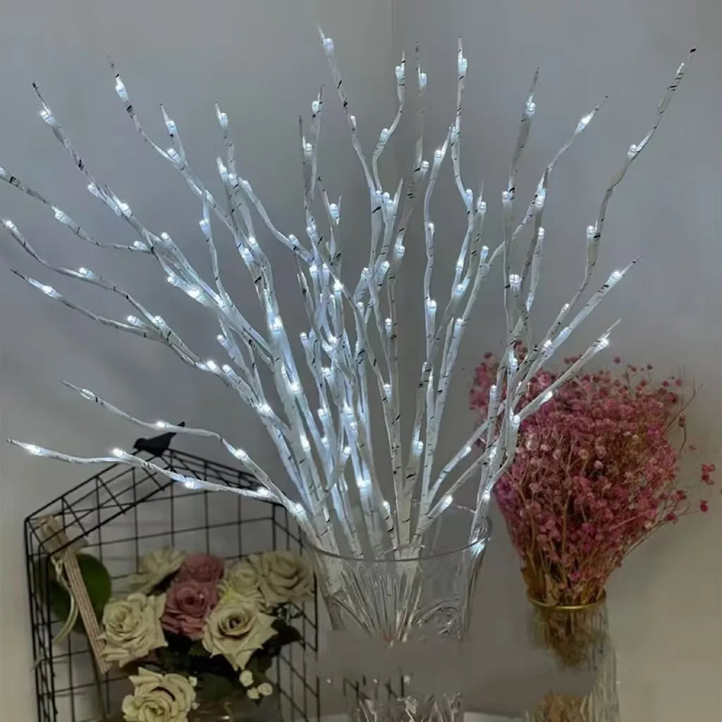 Galho de Bétula com Luz LED Decorativo – Branco Quente