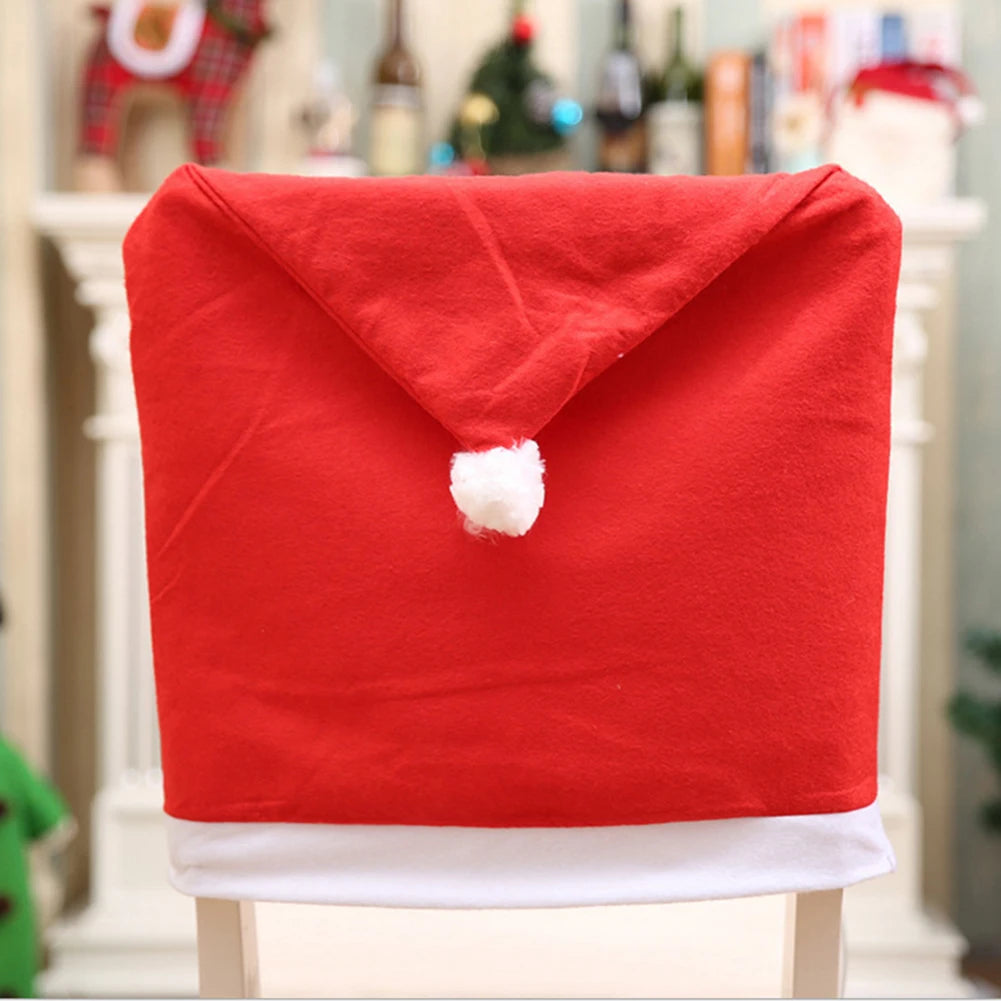 Capa de Cadeira de Natal Gorro do Papai Noel – Kit 6 Unidades