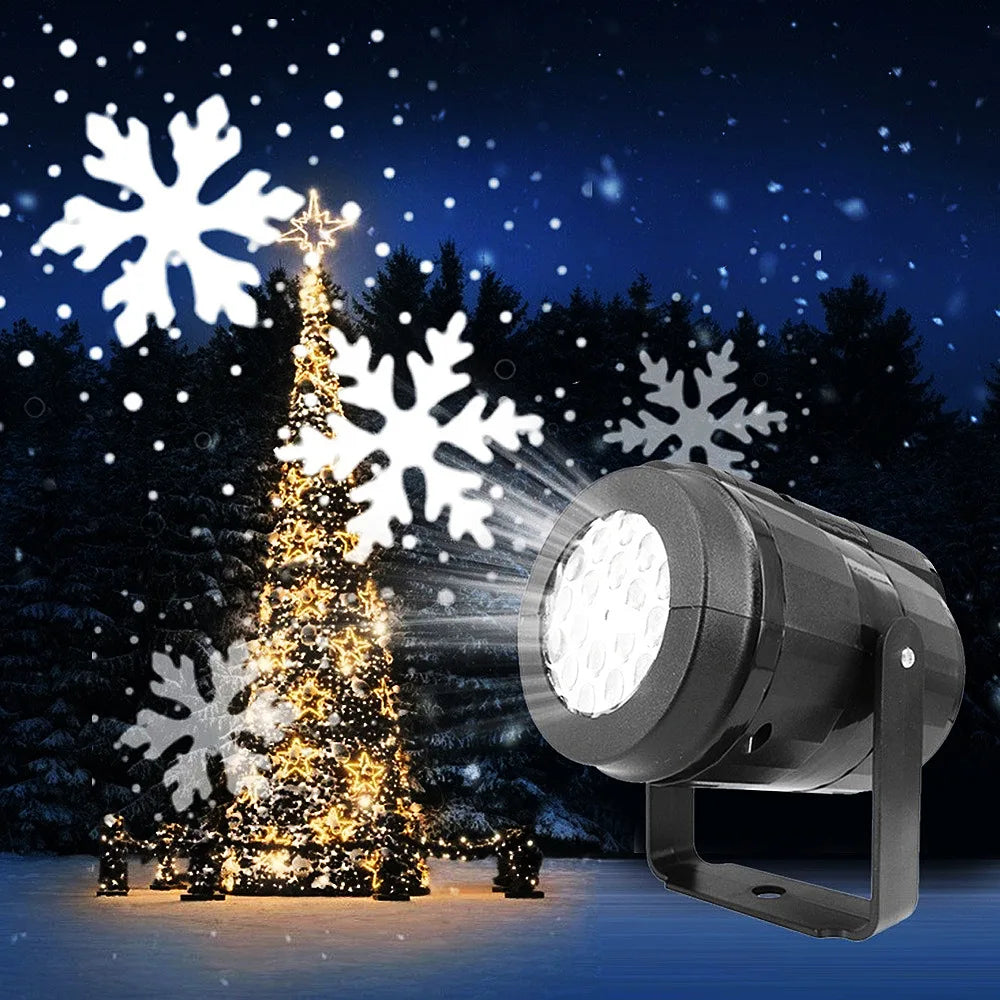 Projetor de Flocos de Neve LED USB para Decoração de Natal
