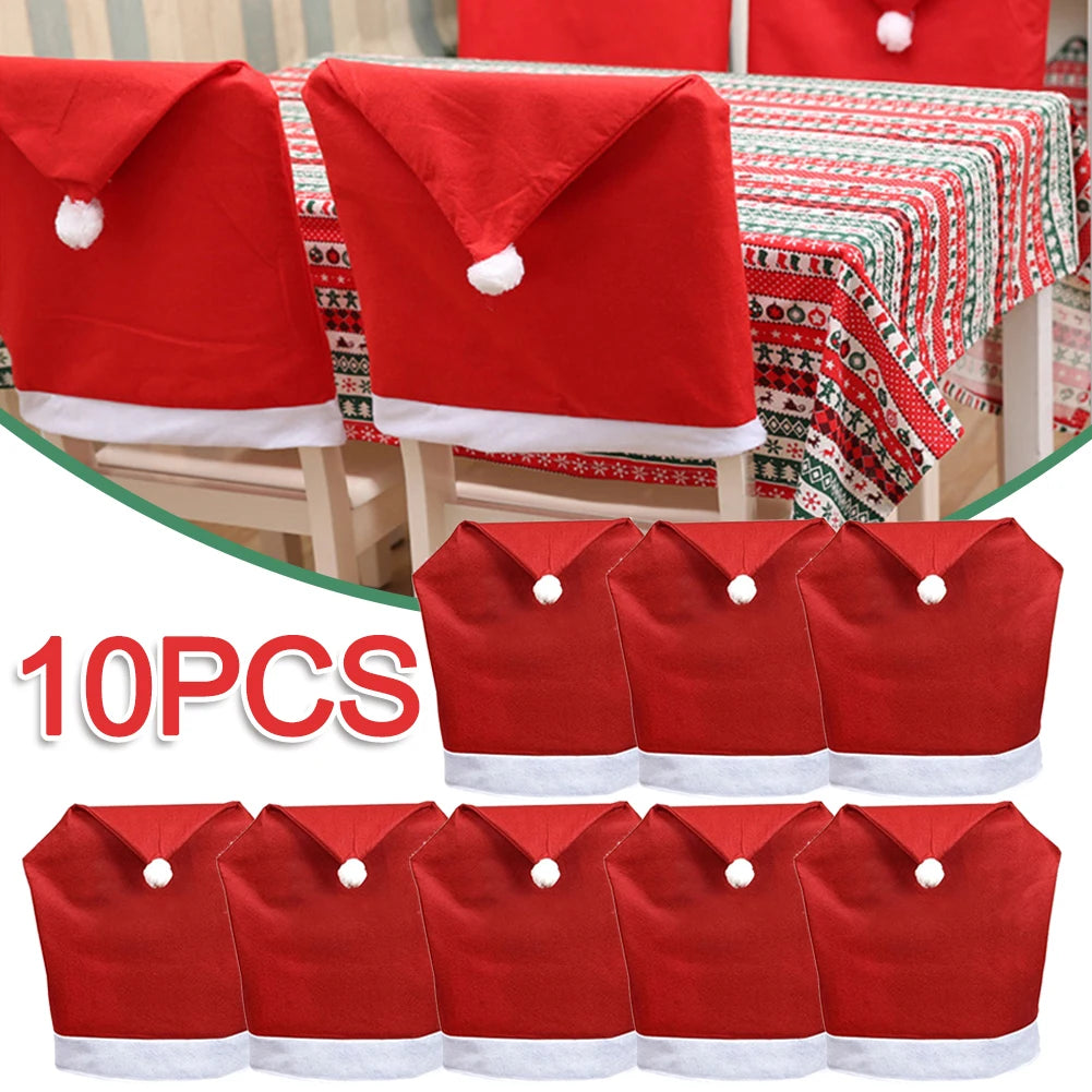 Capa de Cadeira de Natal Gorro do Papai Noel – Kit 6 Unidades