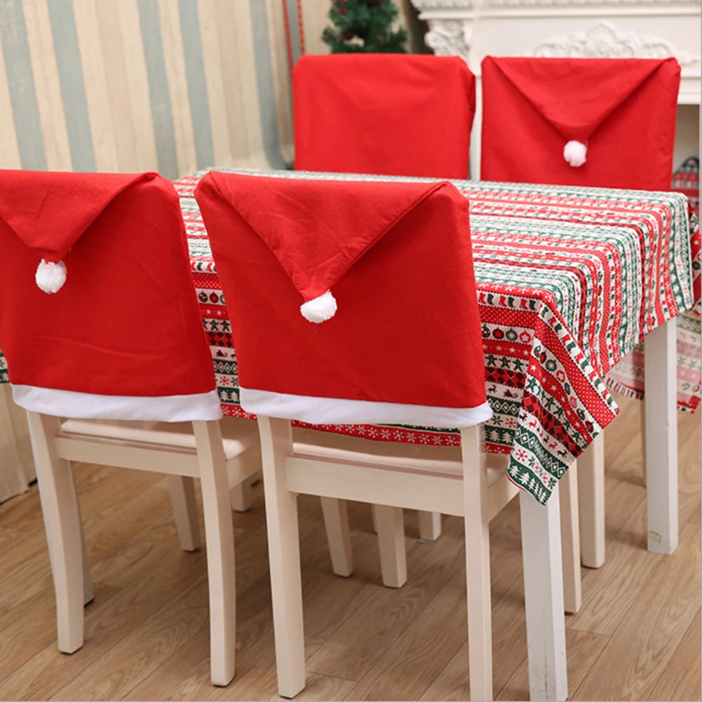 Capa de Cadeira de Natal Gorro do Papai Noel – Kit 6 Unidades