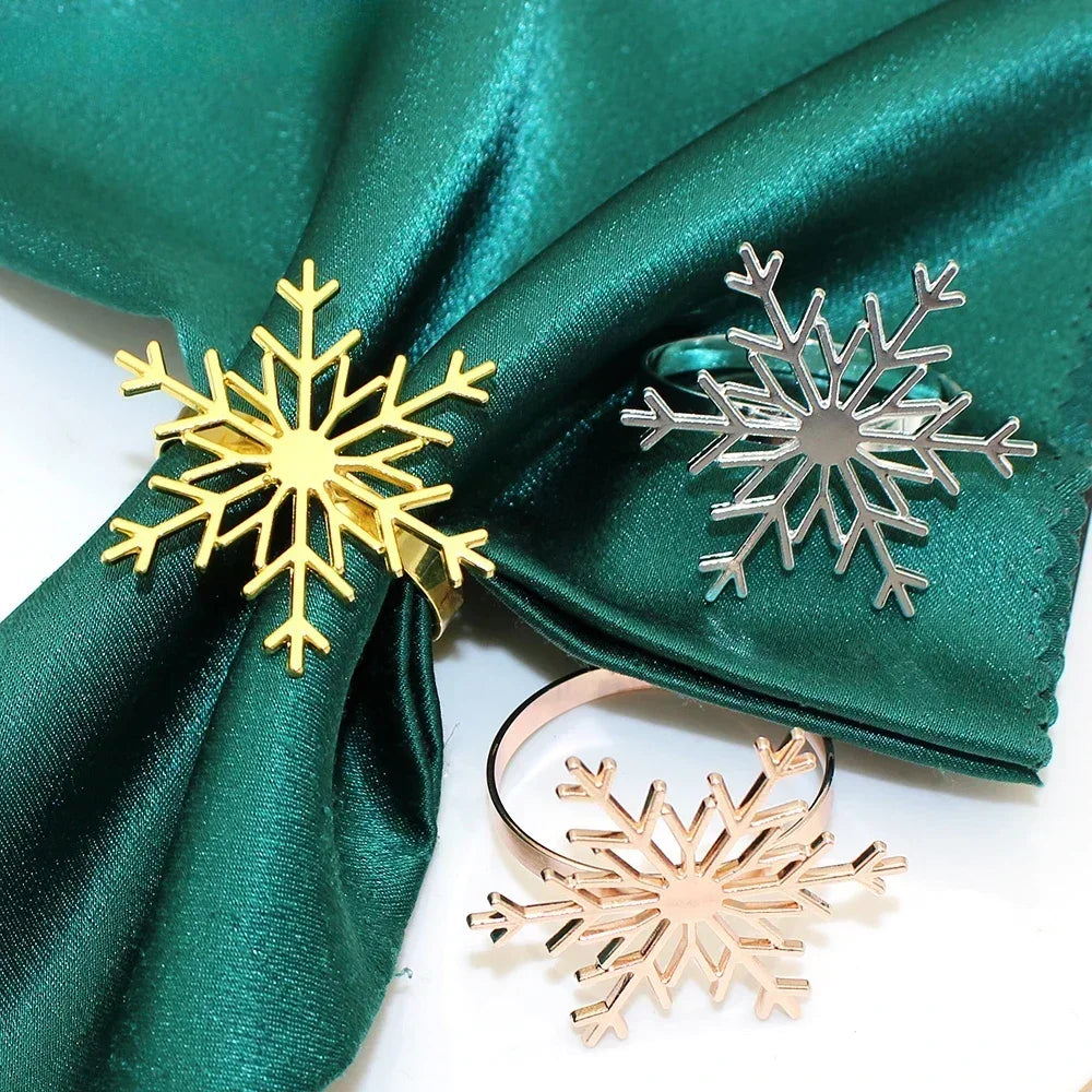 Porta-Guardanapo Floco de Neve Dourado – Kit 6 Unidades