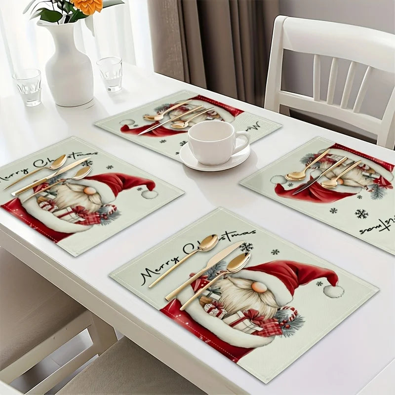 Jogo Americano de Natal Gnomos 30 x 40 cm – Kit 4 Unidades
