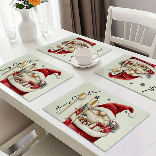Jogo Americano de Natal Gnomos 30 x 40 cm – Kit 4 Unidades