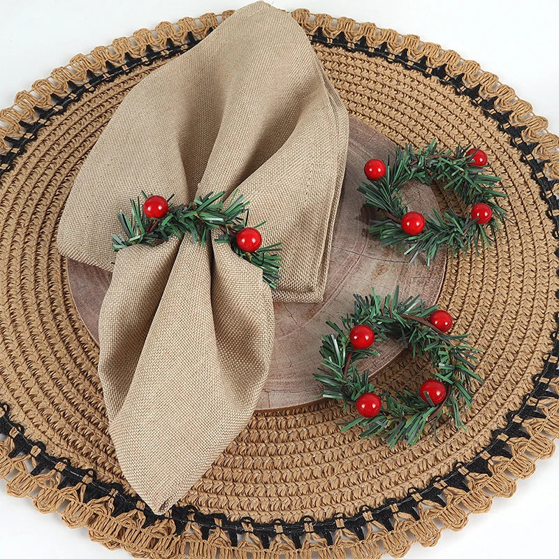 Porta-Guardanapo de Natal Mini Guirlanda de Pinho – Kit 6 Unidades