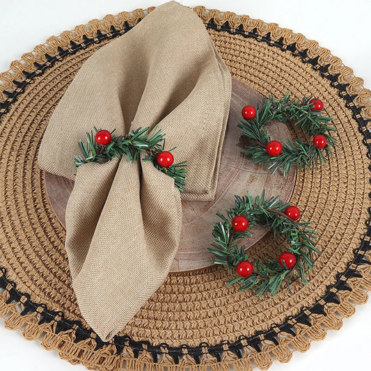 Porta-Guardanapo de Natal Mini Guirlanda de Pinho – Kit 6 Unidades
