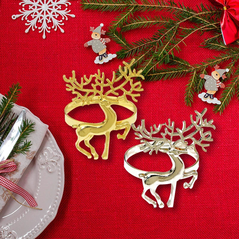 Porta-Guardanapo de Natal Rena Dourada – Kit 6 Unidades