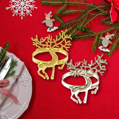 Porta-Guardanapo de Natal Rena Dourada – Kit 6 Unidades