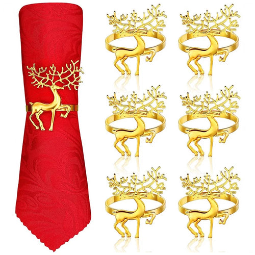 Porta-Guardanapo de Natal Rena Dourada – Kit 6 Unidades