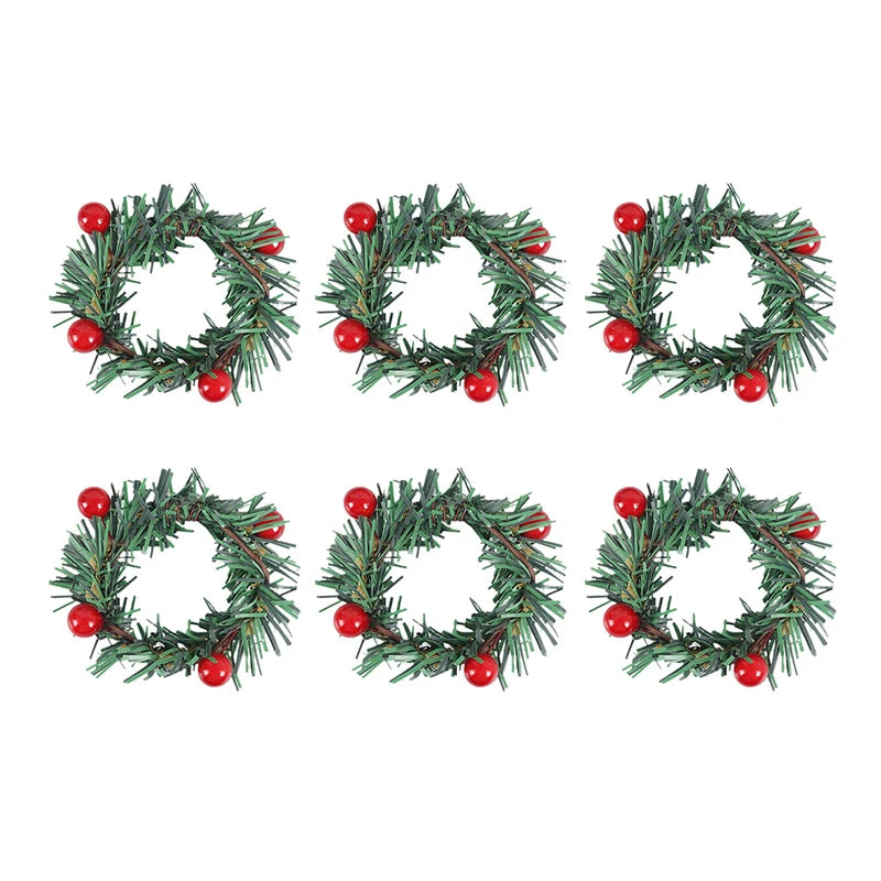 Porta-Guardanapo de Natal Mini Guirlanda de Pinho – Kit 6 Unidades