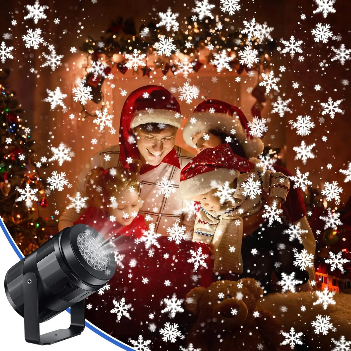 Projetor de Flocos de Neve LED USB para Decoração de Natal