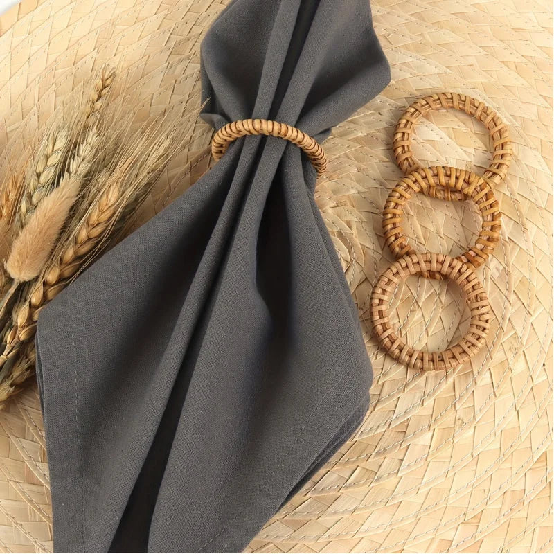 Porta-Guardanapo de Vime Natural – Kit 12 Unidades