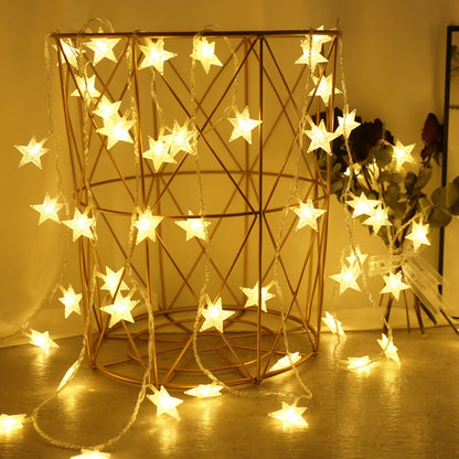 Cordão de Luzes Estrelas LED 10 m com 80 LEDs USB – Branco Quente