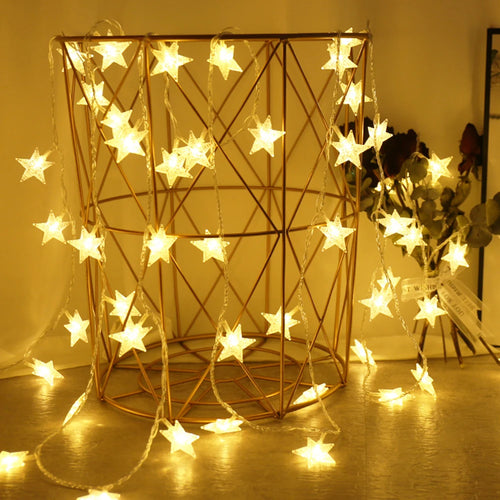 Cordão de Luzes Estrelas LED 10 m com 80 LEDs USB – Branco Quente