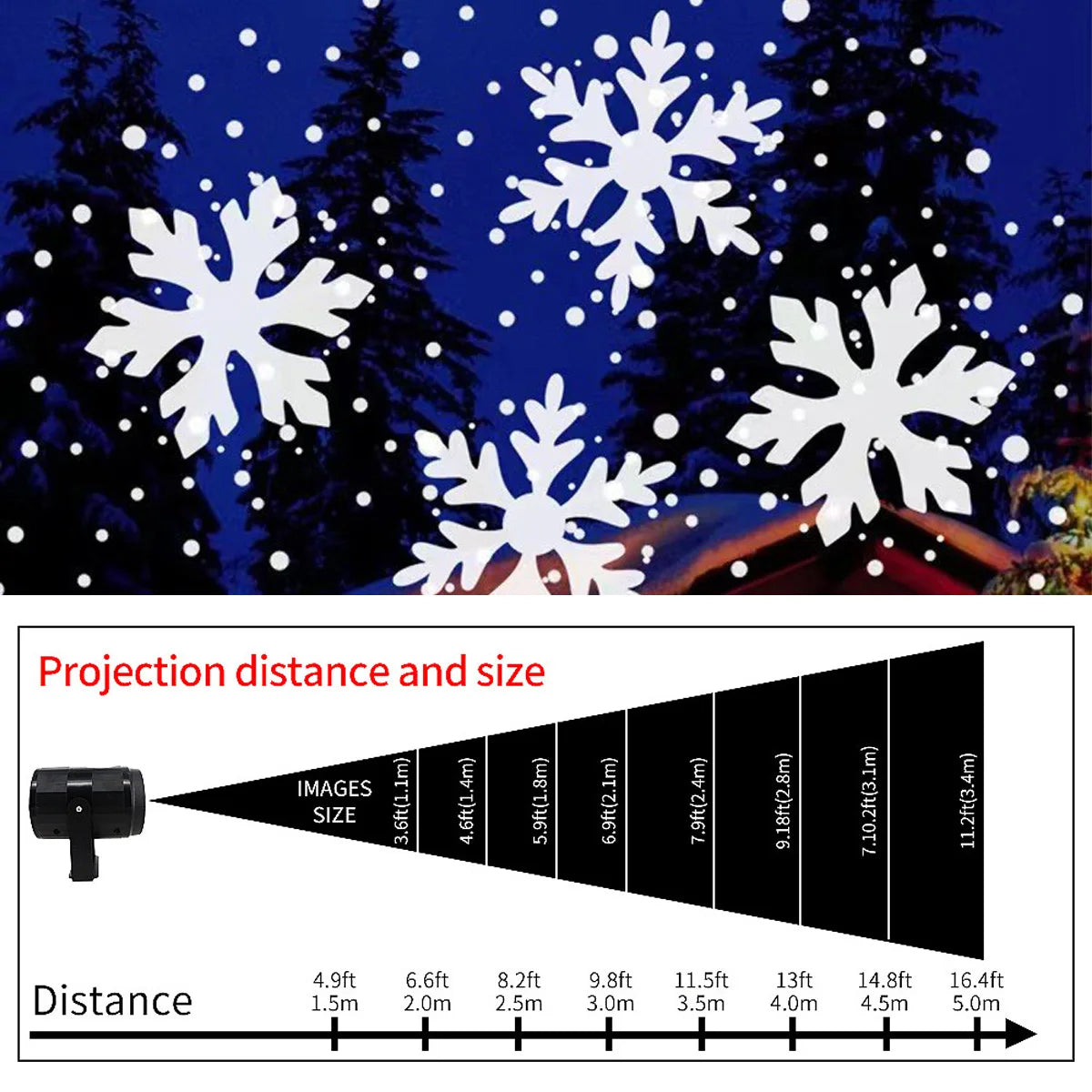 Projetor de Flocos de Neve LED USB para Decoração de Natal