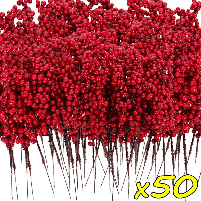 Galhos de Frutinhas Vermelhas para Natal – Kit 10 Unidades